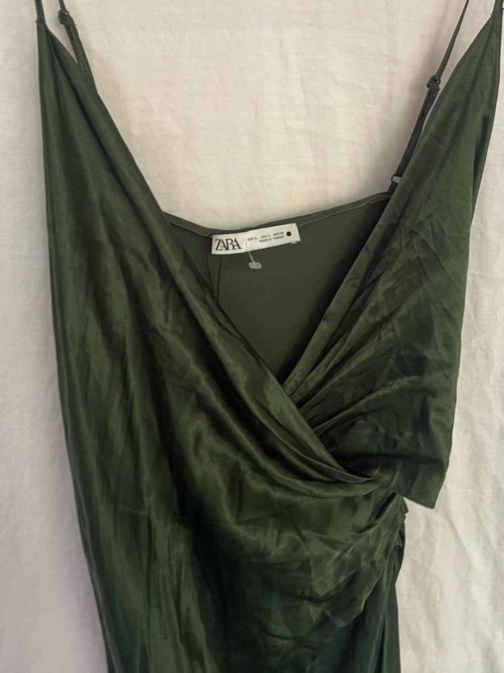 Zara Satin Slip Dress Ruched Side Midi Maxi Cocktail & Evening Wear Size L NEW - Picture 13 of 16